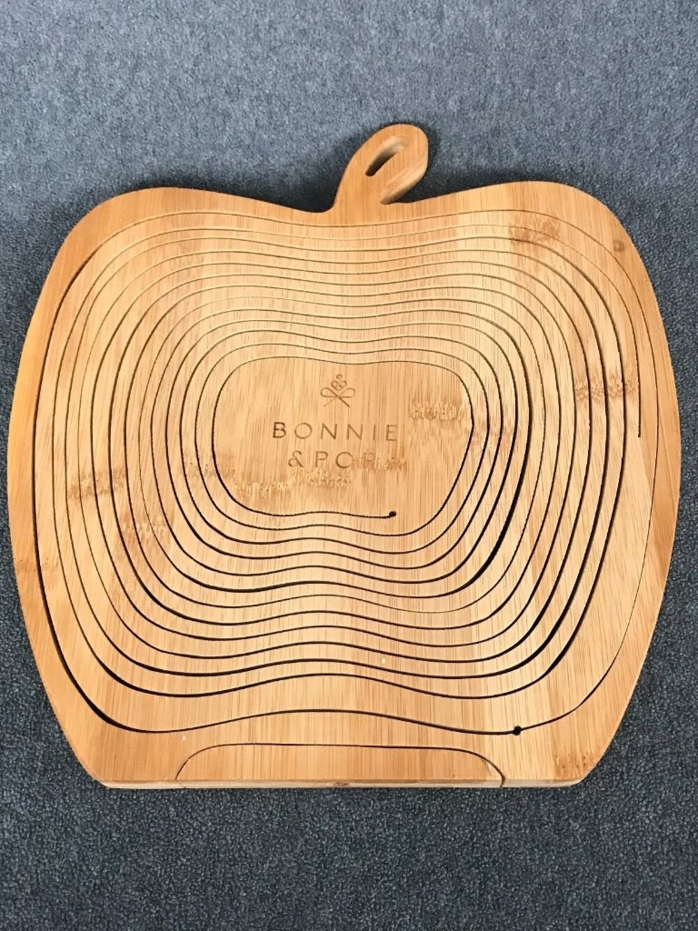 Bonnie And Pop 12" Wooden Apple 3D Collapsible Fruit Basket Countertop Decor
